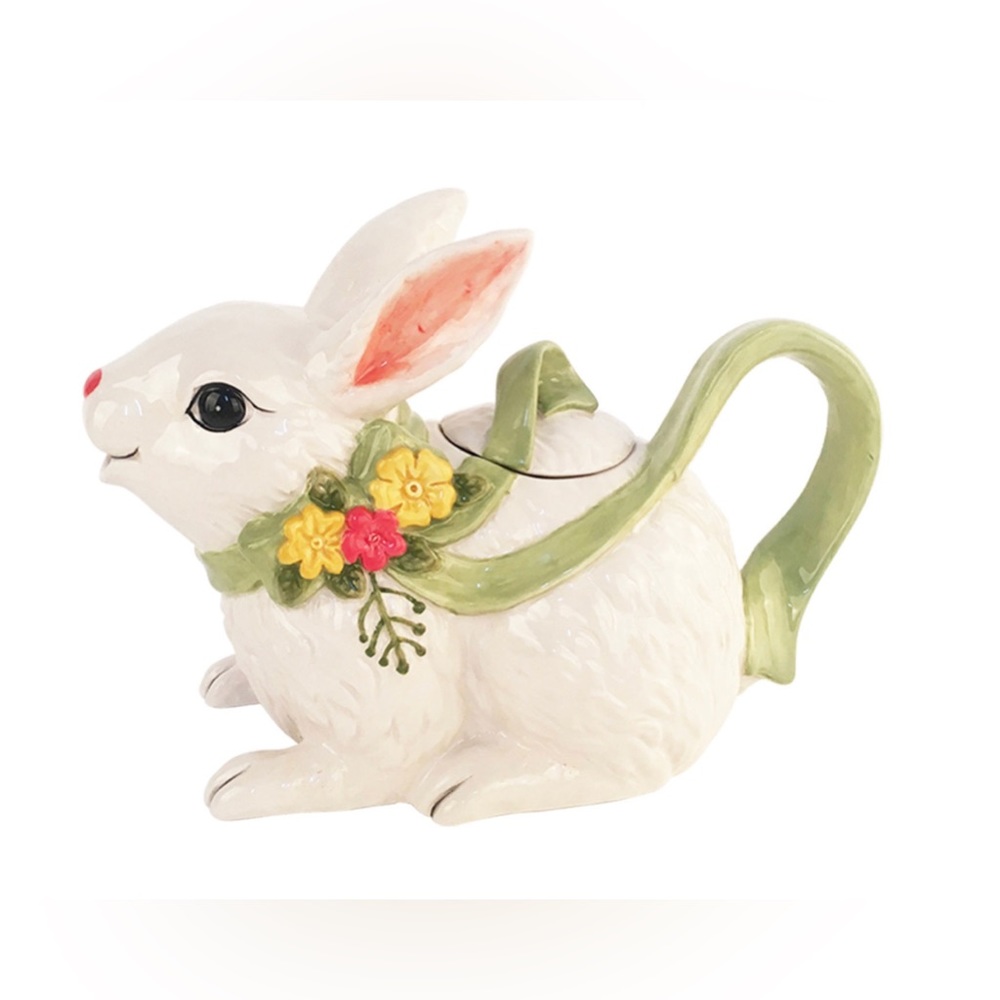 NWOT Blossom Bunny Teapot By Blue Sky Clayworks